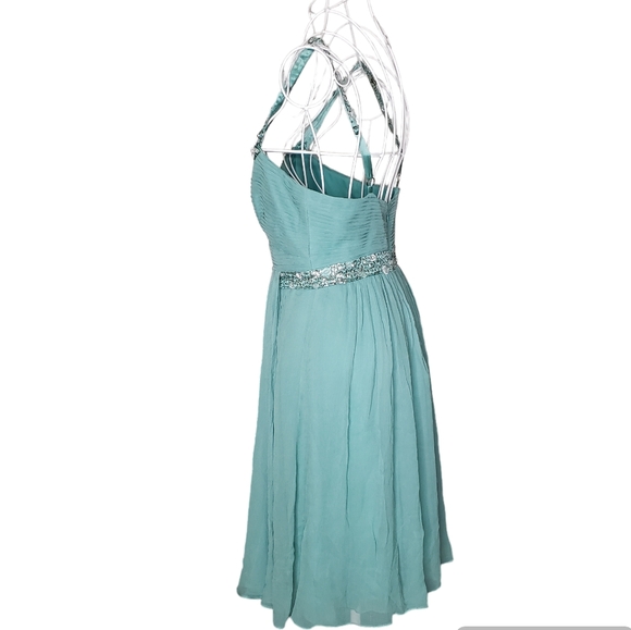 BCBGMaxAzria Sequin & Jeweled Teal Dress Size 6 - Picture 3 of 10
